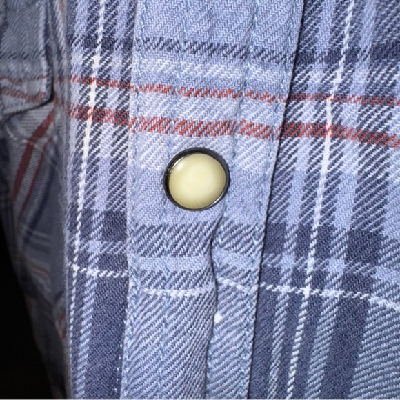 Ruff Hewn Men’s Flannel Shirt SZ XXL Blues Pearl Snaps Yoke 100% Cotton Western - Picture 4 of 7